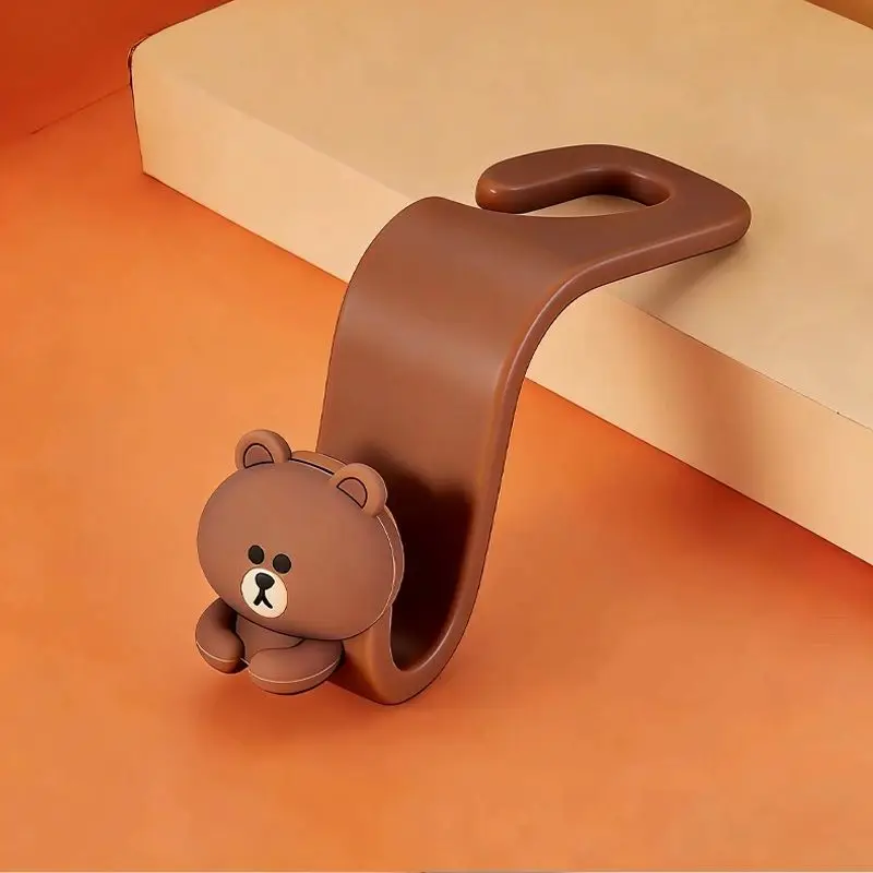 LINE FRIENDS Haken Braunbär und Choco Cartoon und niedlich, modisch, exquisit, langlebig, robust, multifunktionaler Haken für die Autositzlehne – Detail 3