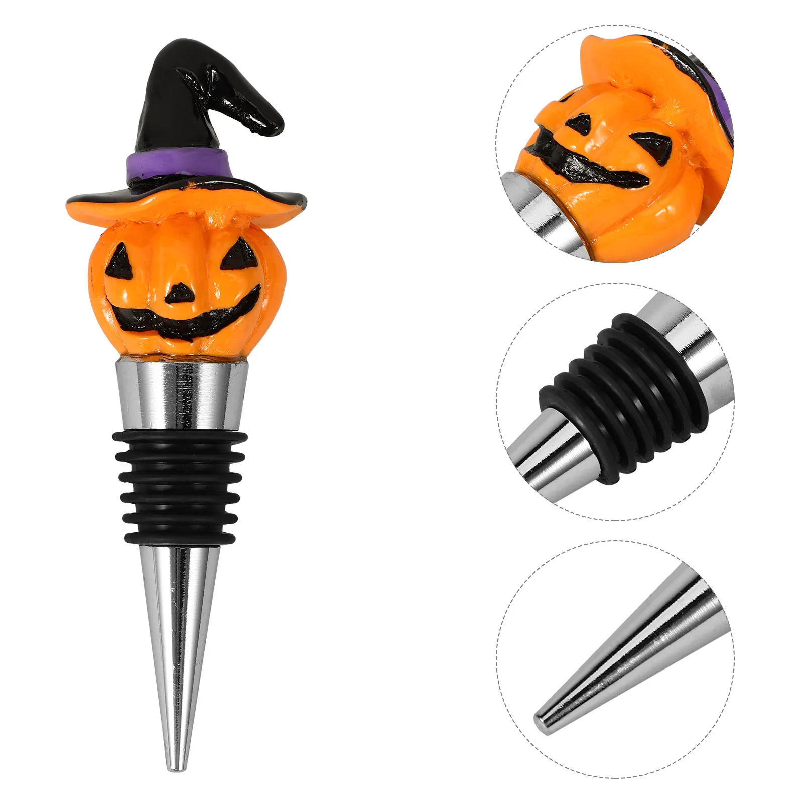 

1pc Pumpkin Witch Hat Stopper Resin Halloween Stopper Party Sealing Plug For Wine Bottle Cap Reusable Wine Bottle Sealer