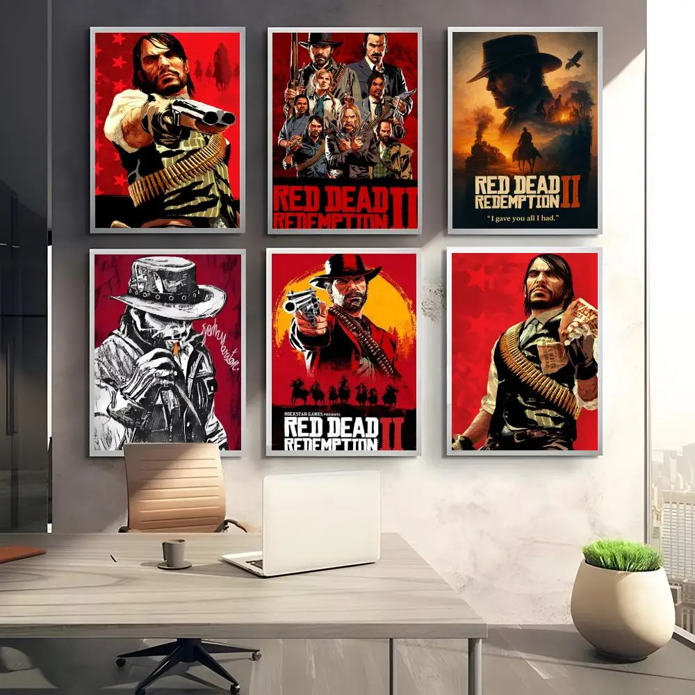 ملصق R-Red Dead Redemption 2 ملصق مثالي ذاتي اللصق مصمم لمساحات مكتب الطعام المنزلية
