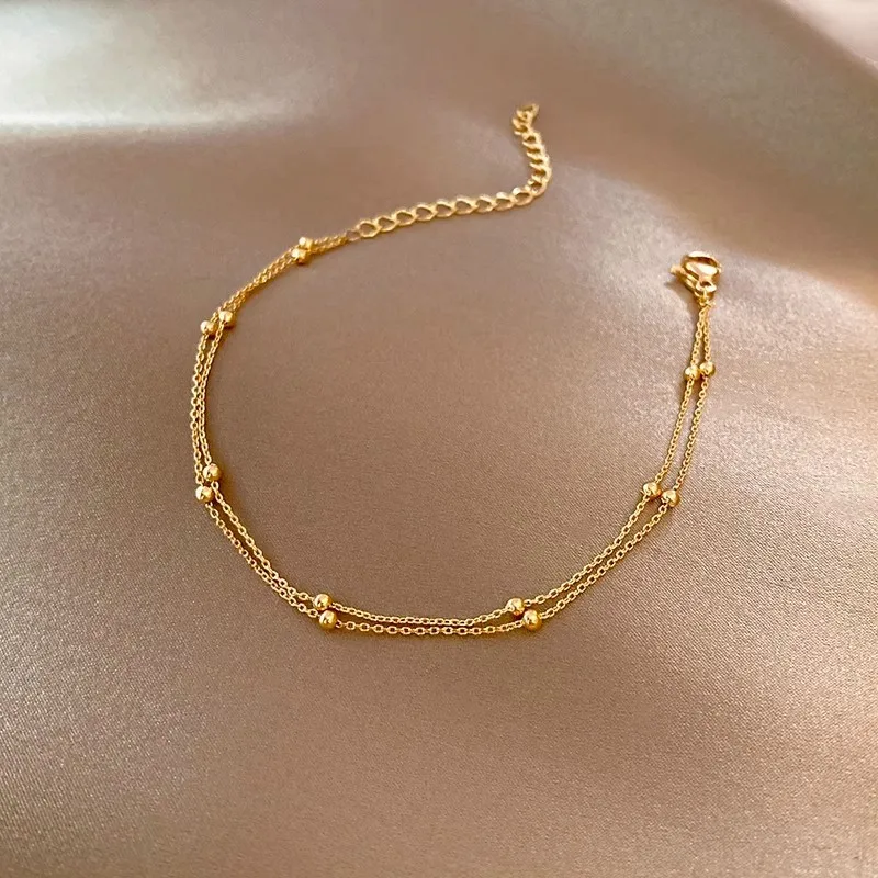 ANENJERY Kleines Kugelarmband für Damen, Vintage-Stil, vergoldet, Farbe, Manschettenarmbänder, Damen-Statement-Kette, Schmuck, Pulsera-Armband