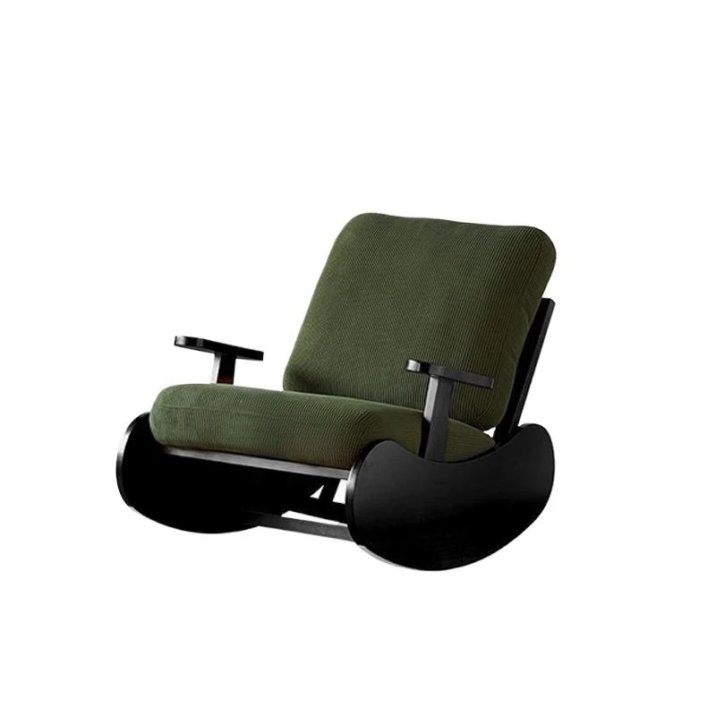 

Retro solid wood single rocking chair balcony bedroom leisure adult reclining chair home light luxury designer lazy sofa