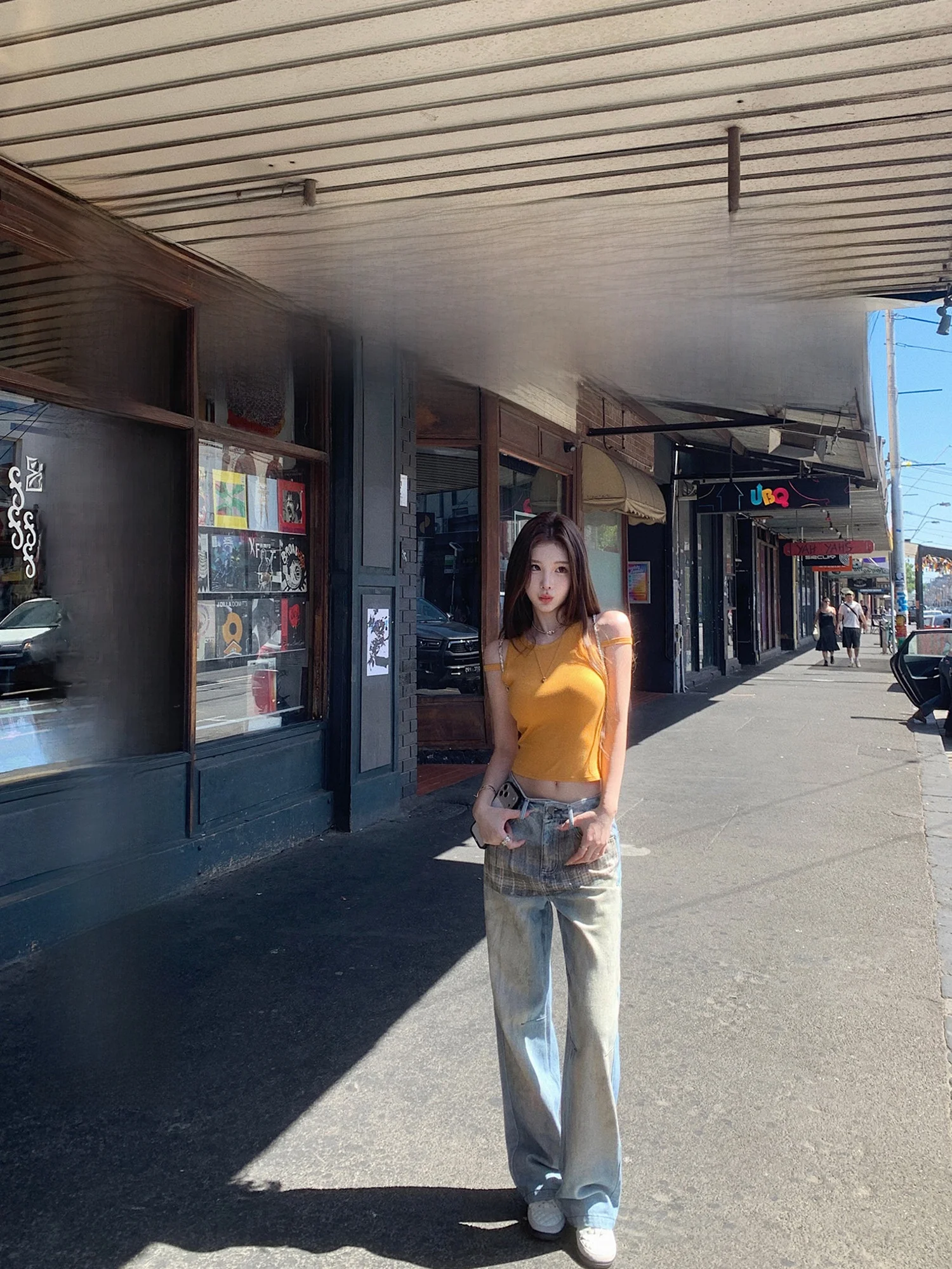 

JMOP Harajuku Street Sle Vintage Waed 3D Print Loose Straight Leg Jeans Women's Casual Cotton Low Waist Zipper Fly