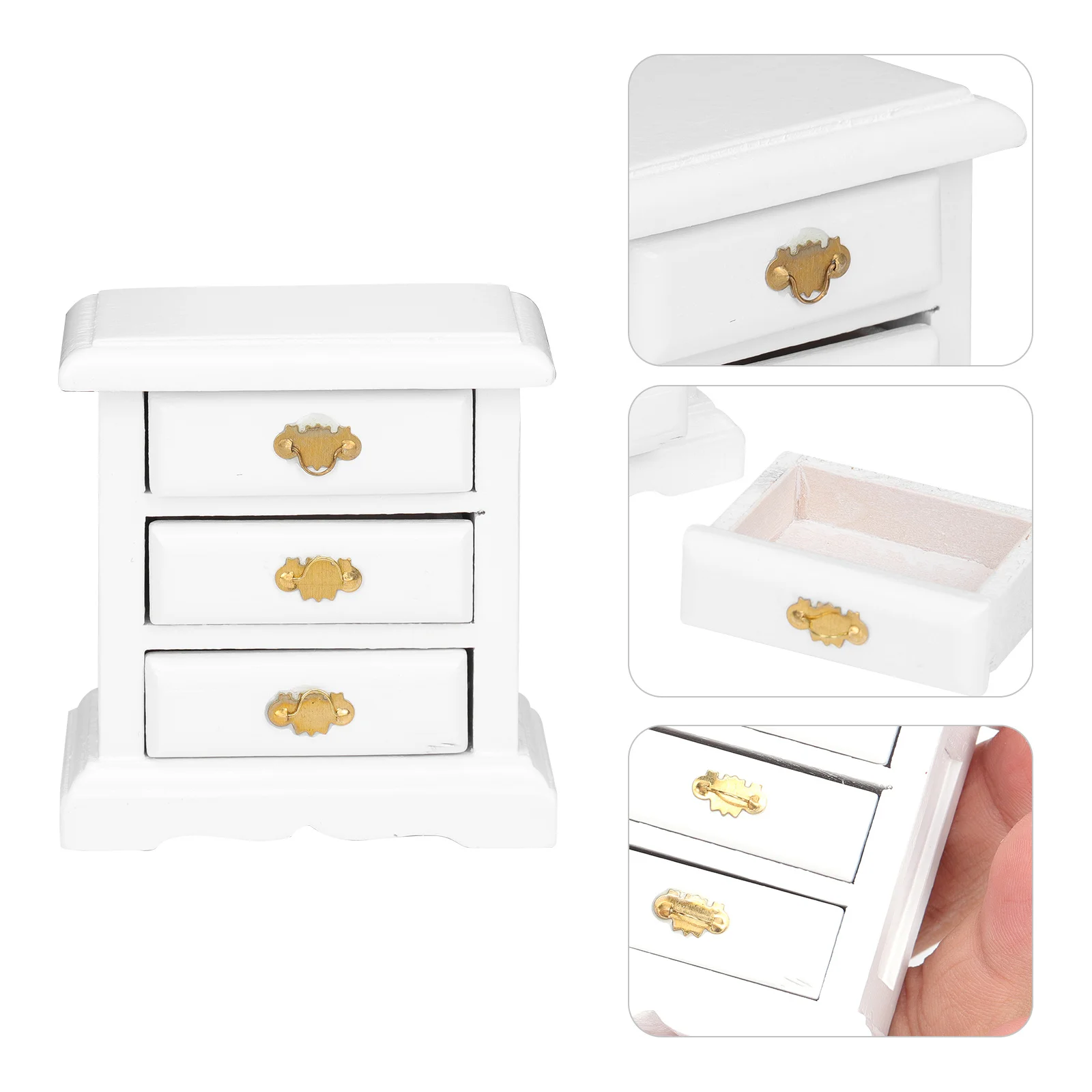 

Мини-белый шкаф с выдвижным ящиком, тонкое мастерство, гладкая поверхность, миниатюрный декор шкафа для полки для комнаты