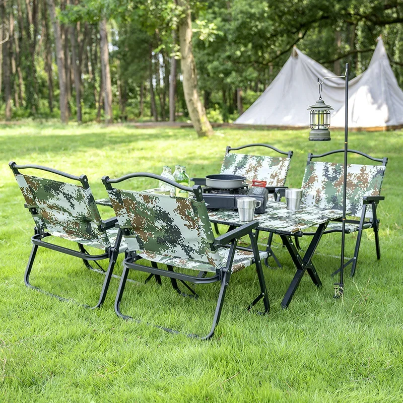 Portable outdoor camping folding camouflage Kermit chair picnic table and chair set