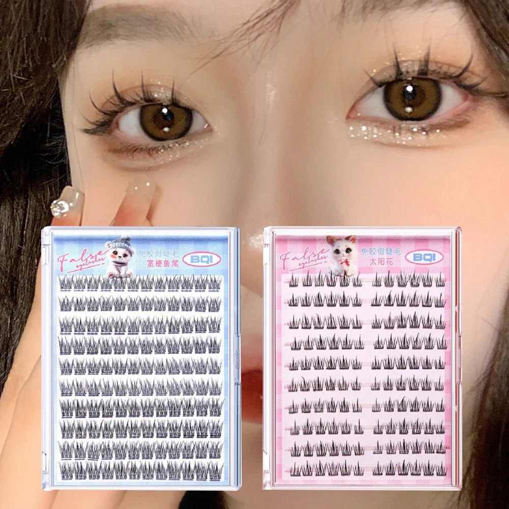 대용량 글루프리 인조 속눈썹 10줄 단일 클러스터 10-14MM C컬 내추럴 셀프 접착 인조 속눈썹