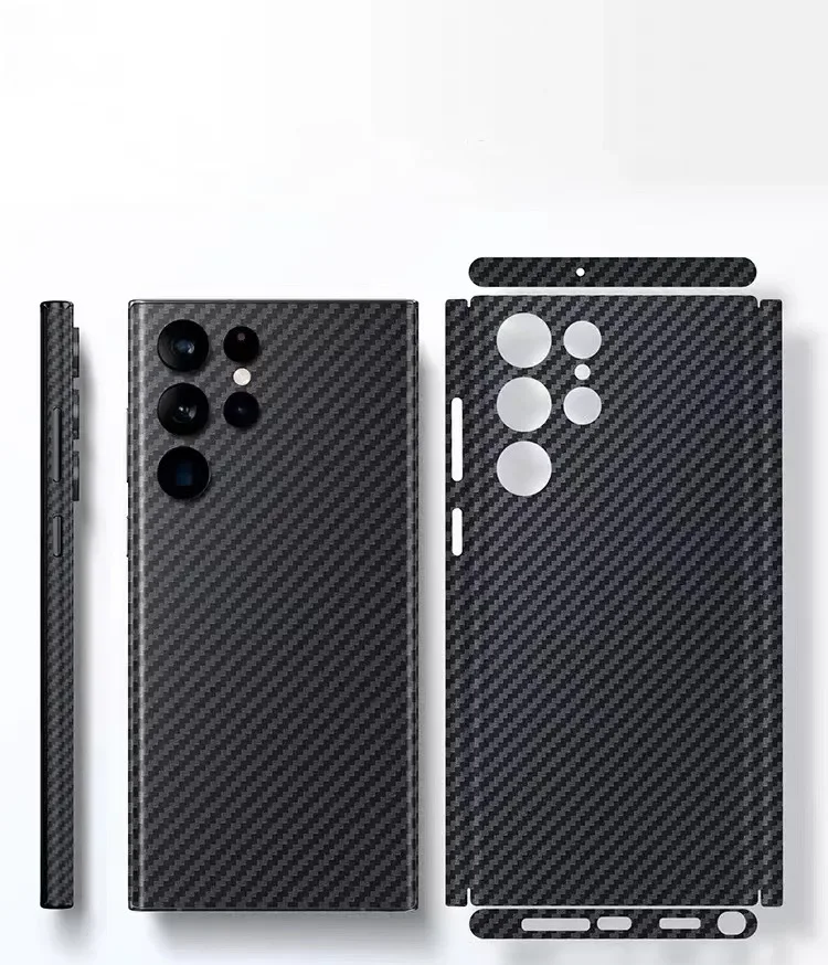 3D Carbon Fiber Skin Grain Full Cover Phone Protector Sticker For SAMSUNG GALAXY S24 Ultra S24 Plus S24 Back +Sides Wrap Film