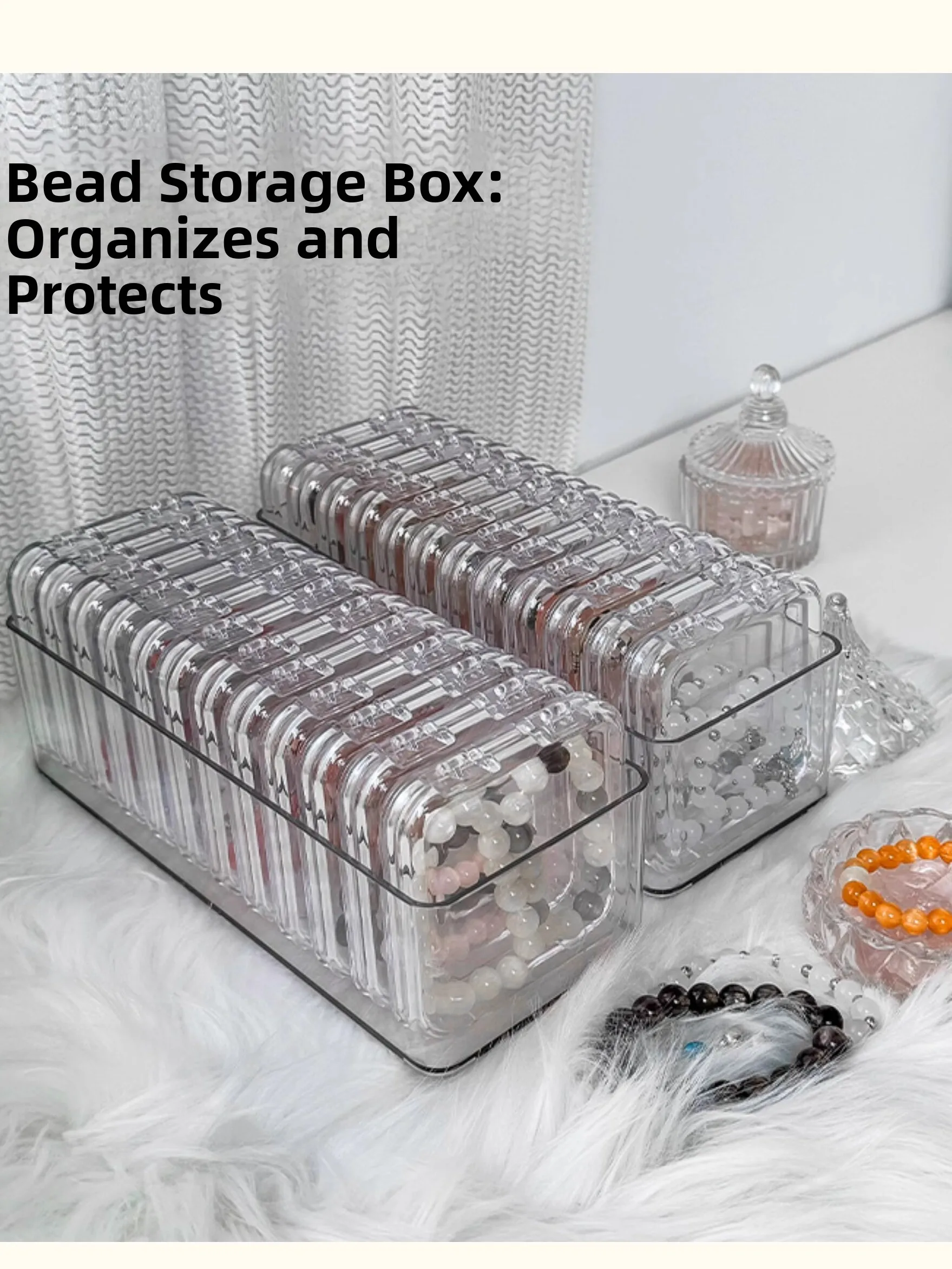 Boîte de rangement de bijoux en cristal, boîte de rangement de boucles d'oreilles, organisateur de bureau Transparent, présentoir, support d'accessoires décoratifs pour la maison