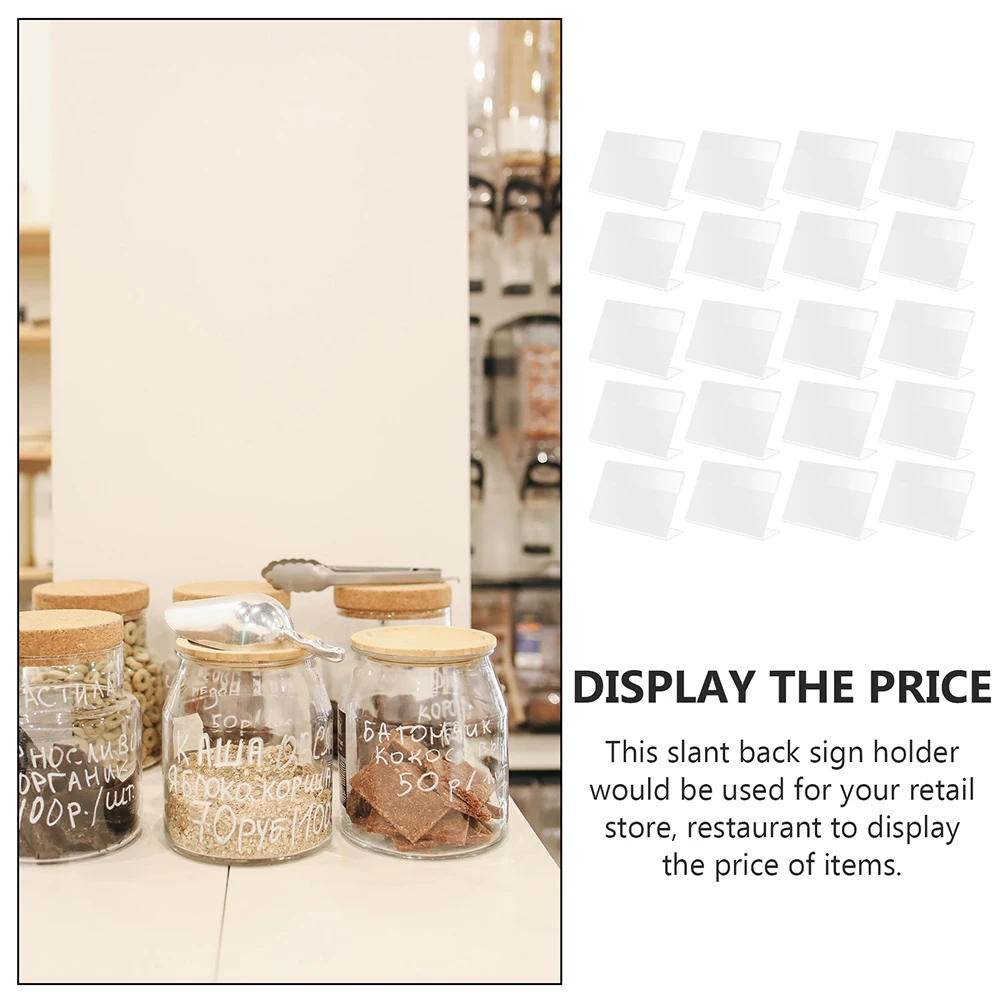 

10pcs Price Tag Holders L Shape Acrylic Display Stands for Supermarket Retail Store Sign Label Holders File Folder