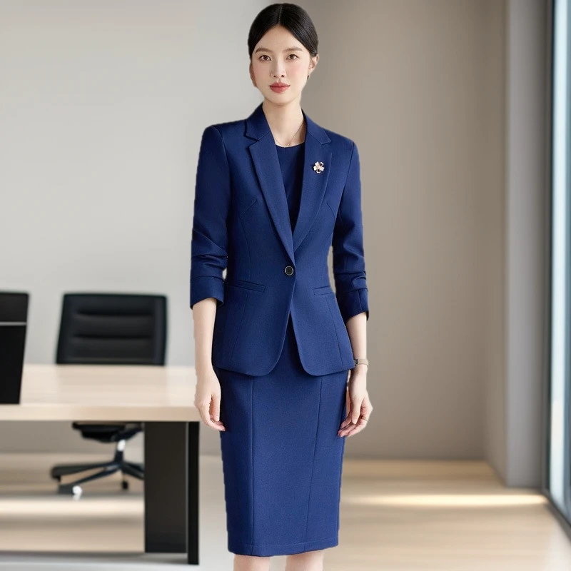 Burgundy women's suit skirt2025New autumn and winter high-end professional attire, elegant goddess-style suit dress