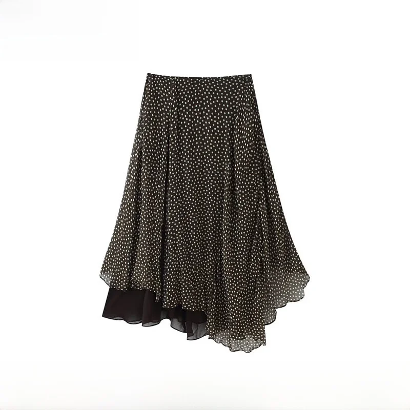 

Новая женская модная универсальная асимметричная юбка в горошек из полиэстера со средней посадкой на талии для весны и лета