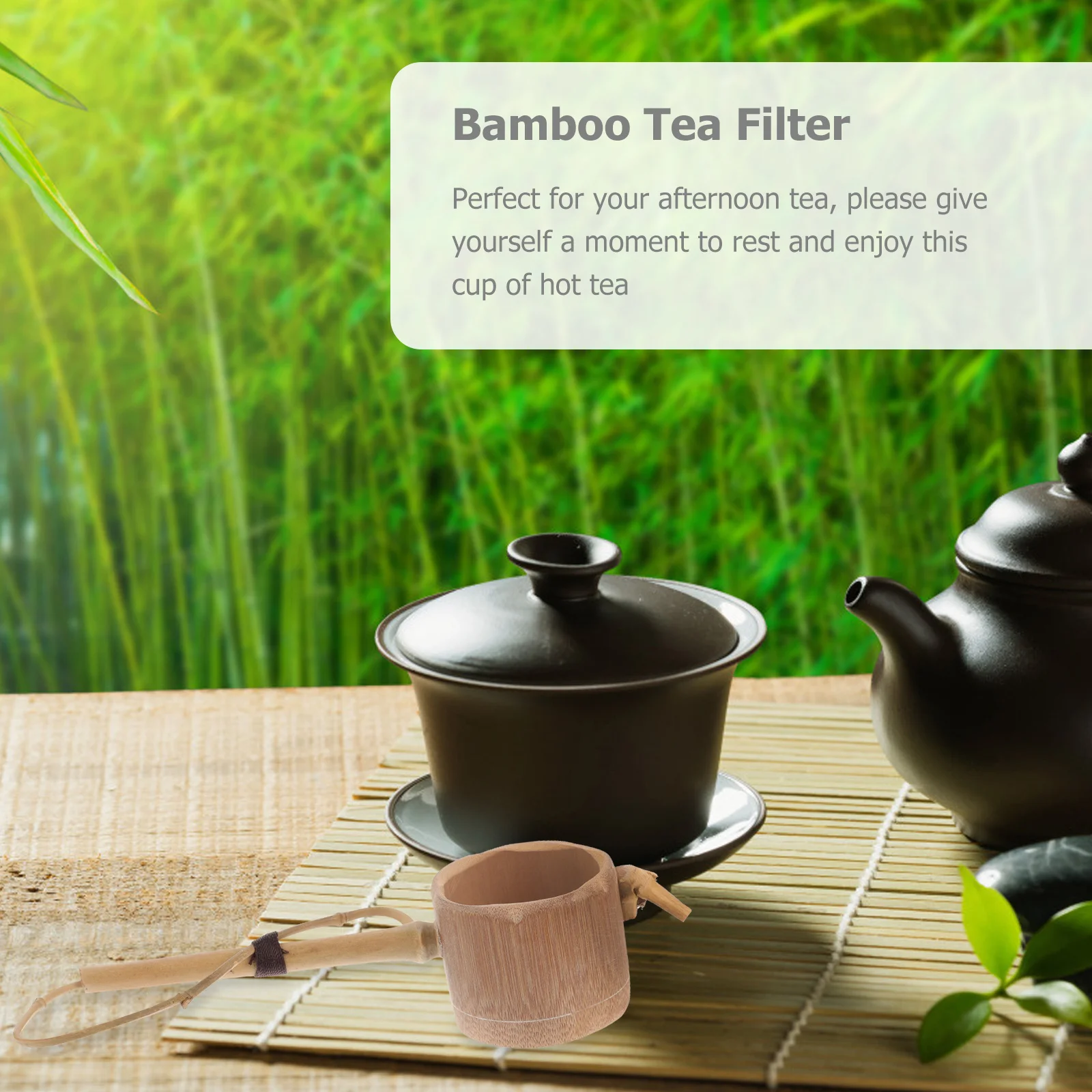 

Tea Infuser Bamboo Colander Filter with Fine Mesh Design for Residue Free Brewing Sturdy Chinese Tea Strainer for Home Office