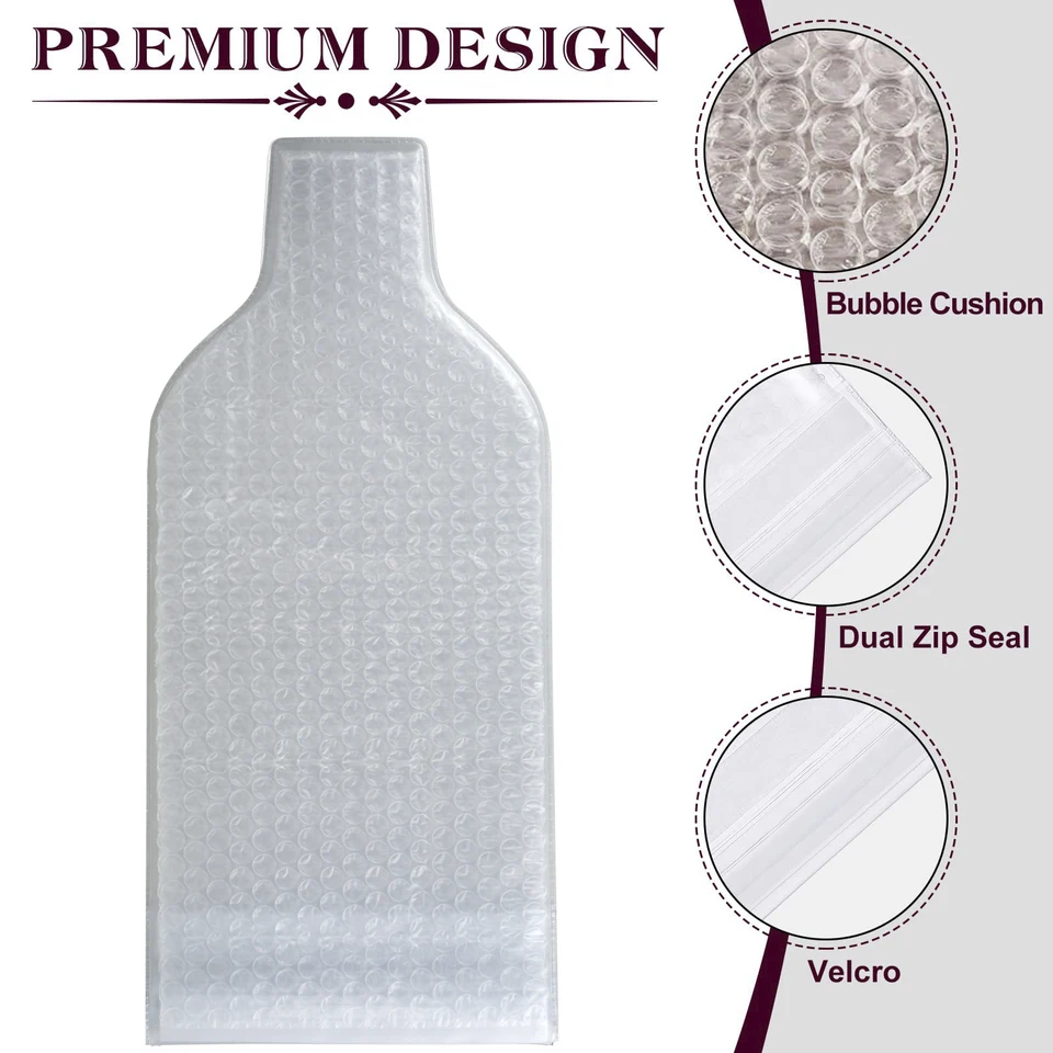 Emballage Réutilisable Multicouche Protecteurs De Bouteille De Vin Réutilisables - Lot De 4 Sacs à Vin étanches Pour Voyage En Avion Ou Bagages - 18 X 48 Cm Sac Voyage Vin étanche