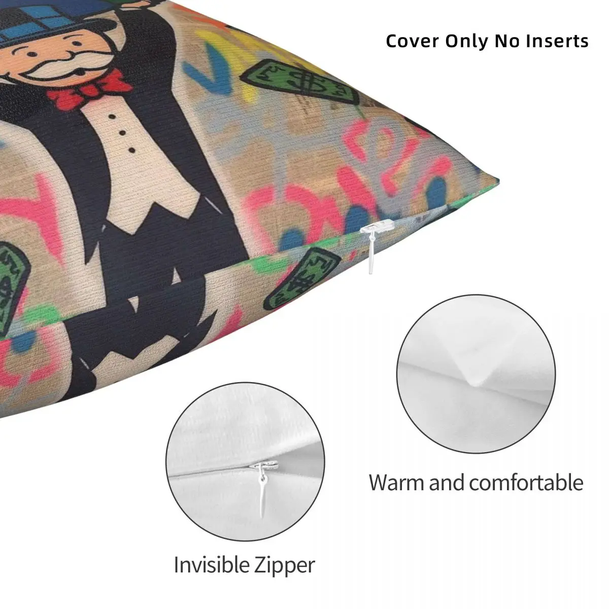 غطاء وسادة مربع مخملي من الكتان والبوليستر الاحتكاري ، غطاء وسادة منزلي مزخرف بسحاب مطبوع ، العالم لك