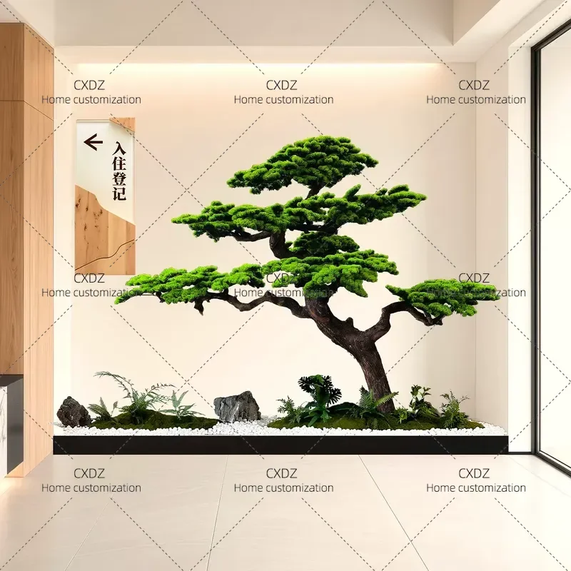 Villa Staircase Decoration Simulation Welcome Pine Tree Indoor Fake Tree Green Plant High End Landscaping Window Decoration