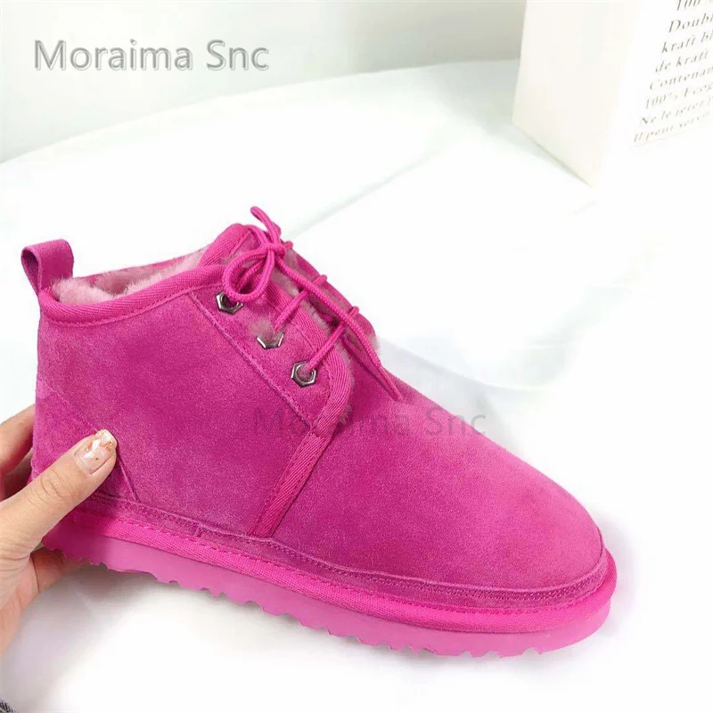 Couples Casual Cotton Shoes Women Suede Wool Warm Snow Boots Winter Plush Thicken Lace Up Lazy Shoes Man Multicolor Ankle Boots