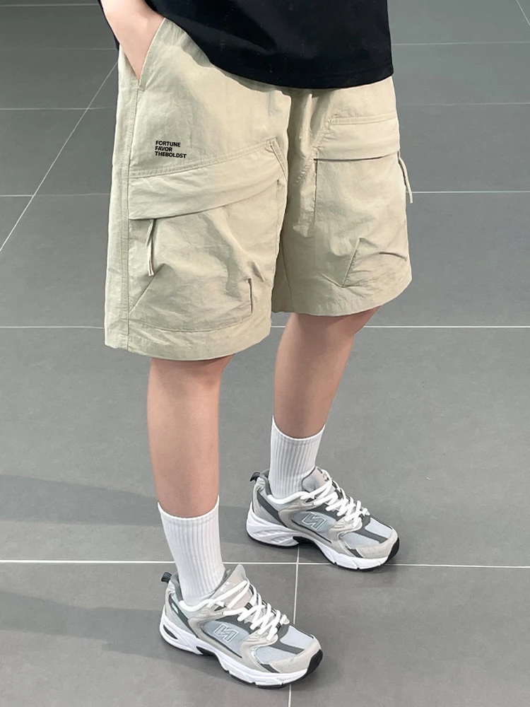 

Ice Silk Quick Dry Workwear Shorts Men's Summer Thin Five-Point Loose Fit Casual Trousers with Big Pockets Youth Fashion