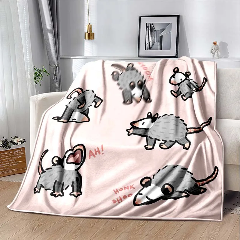 

Opossum Screm Cute Pattern Blanket Flannel Plush Blanket Possum Animal Soft Throw Bedroom Sofa Warm Blanket Picnic Blanket Gift