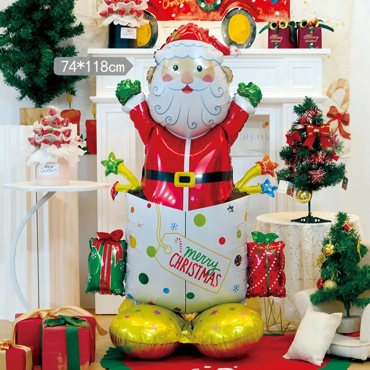 Globos de Feliz Navidad Santa Claus muñeco de nieve alce medias globo de aluminio árbol de Navidad para decoraciones para el hogar Navidad 2026 Año Nuevo