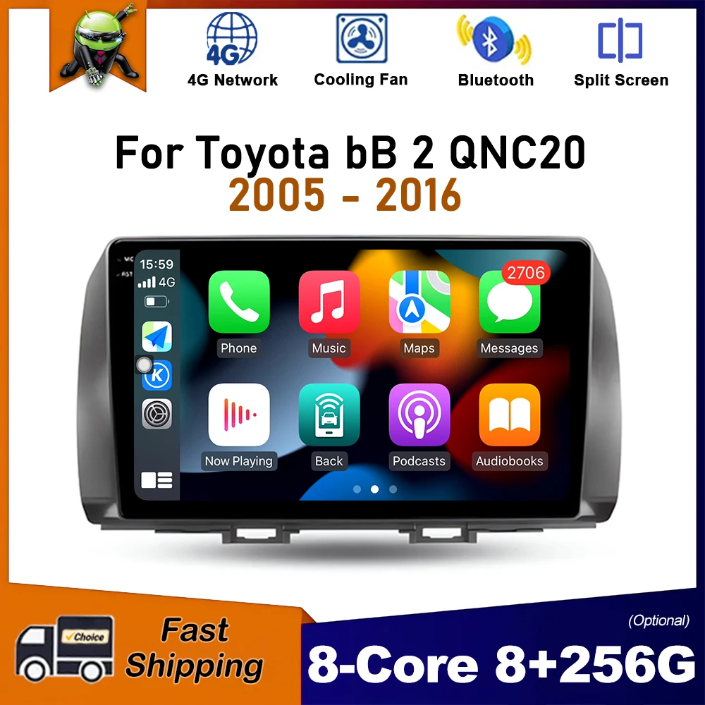 

9 inch Android OS Car Radio for Toyota bB 2 QNC20 2005 - 2016 Multimedia Stereo Player GPS Navigation DSP Carplay WiFi DSP