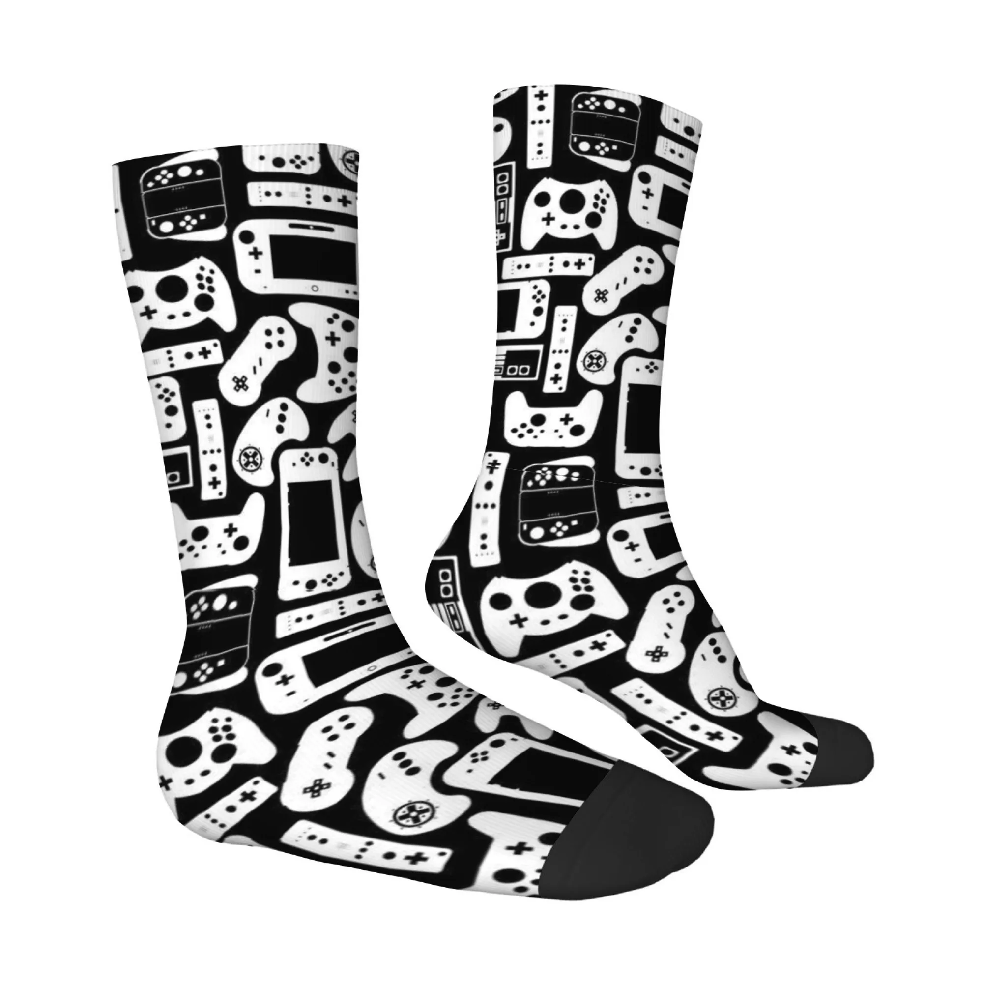 Game Controller All-over Print Men's Socks Y2K Retro Cartoon Harajuku Style Socks Fashionable Funny Comfortable Soft Warm Socks