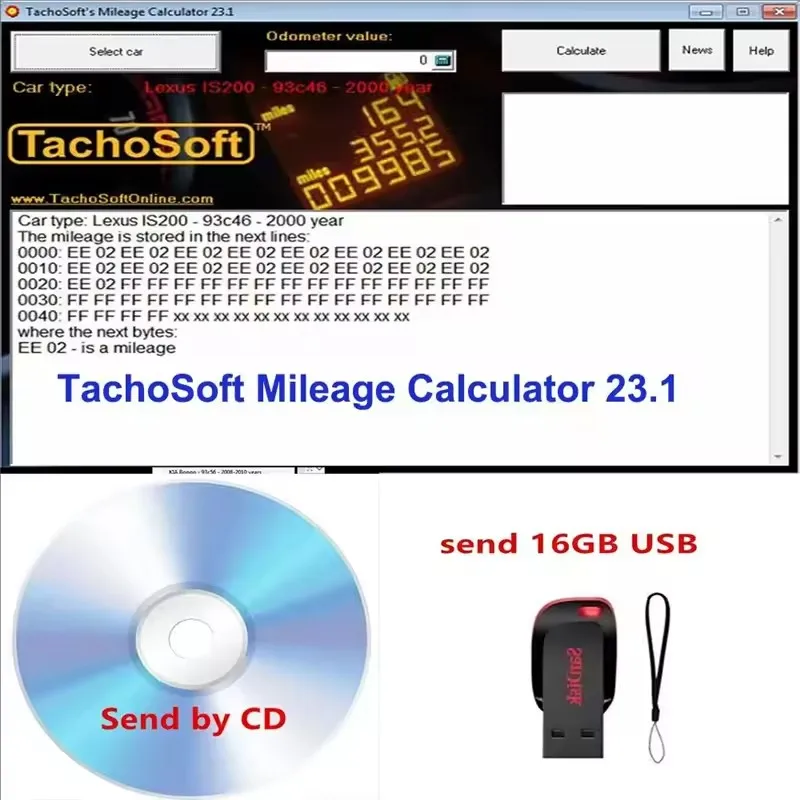 

TachoSoft Mileage Calculator 23.1 Oprogramowanie do obliczeń licznika V23.1 z licencją Cyfrowy licznik przebiegu do YYD