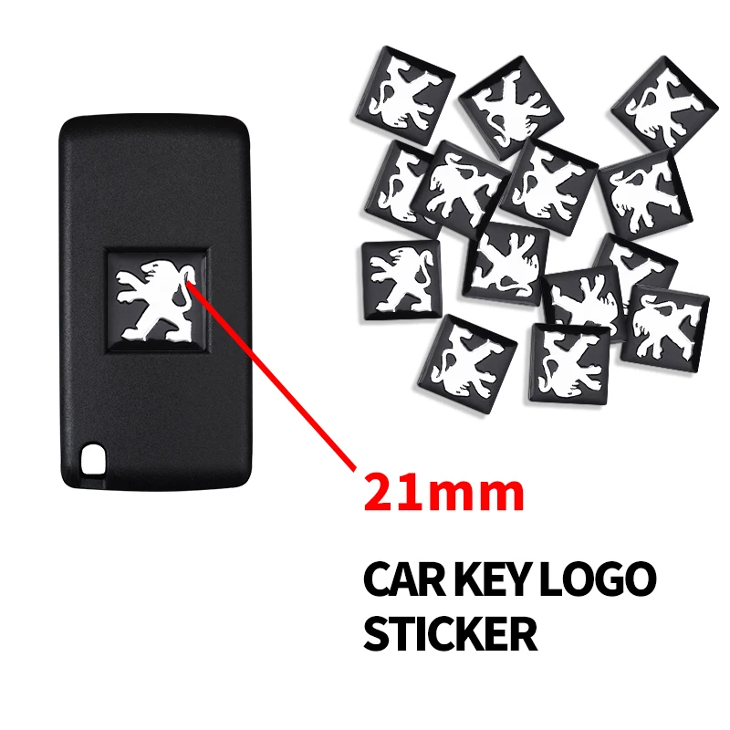 16mm Aluminum Car Remote Key Sticker Emblem Auto Accessories For Peugeot 206 207 208 107 106 205 4008 301 607 108 807 407 508