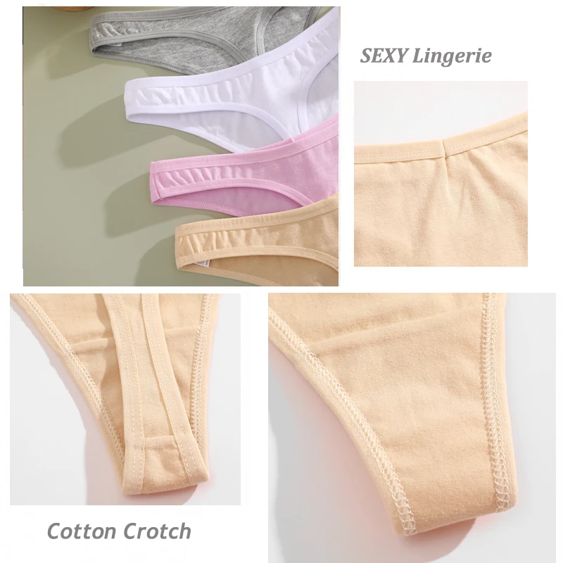 6PCS/Set Seamless Cotton Panties For Women Sexy Low Rise V-Waist Thongs Female Breathable Underwear No Trace G-tring Panty