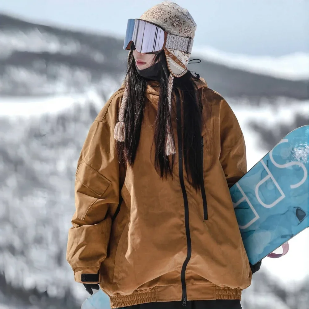 2025 New Minimalist Couple Skiing Jackets Breathable Baggy Snow Tops Thermal Windproof Women Winter Coat Outdoor Sports Hoodies