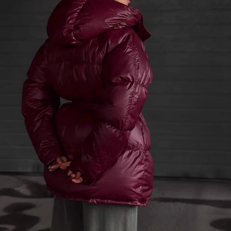 Solid Color Belt Hat Mid-length Slim Warm Cotton Suit 2025 Fashion Temperament