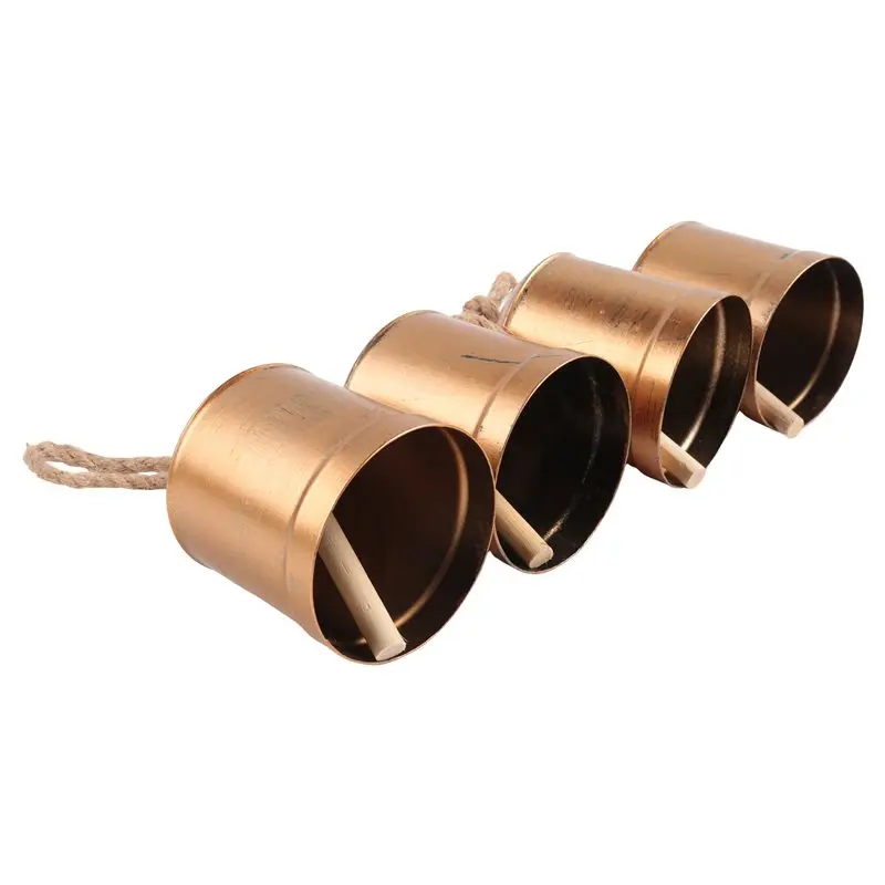 4PCS Cow Bells Cluster On Rope Large Rustic Vintage Lucky Cow Bells On Rope Wall Hanging Cow Bells Metal Cow Bells Set Kit