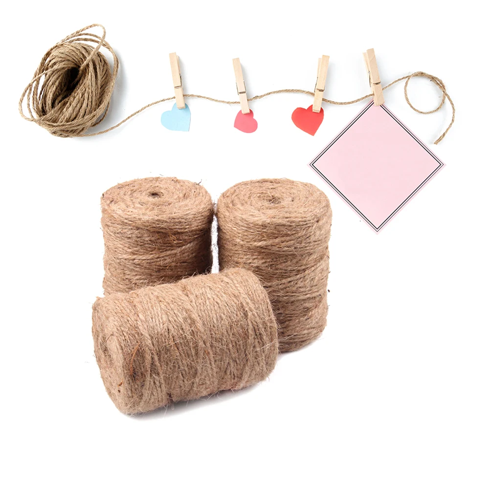 

1pcs 1 Roll 4Mm Jute Twine 3-Strand Strong Decorative Rope For Scrapbooking Wedding Crafts Packaging Diy Wrapping Twine Bundle
