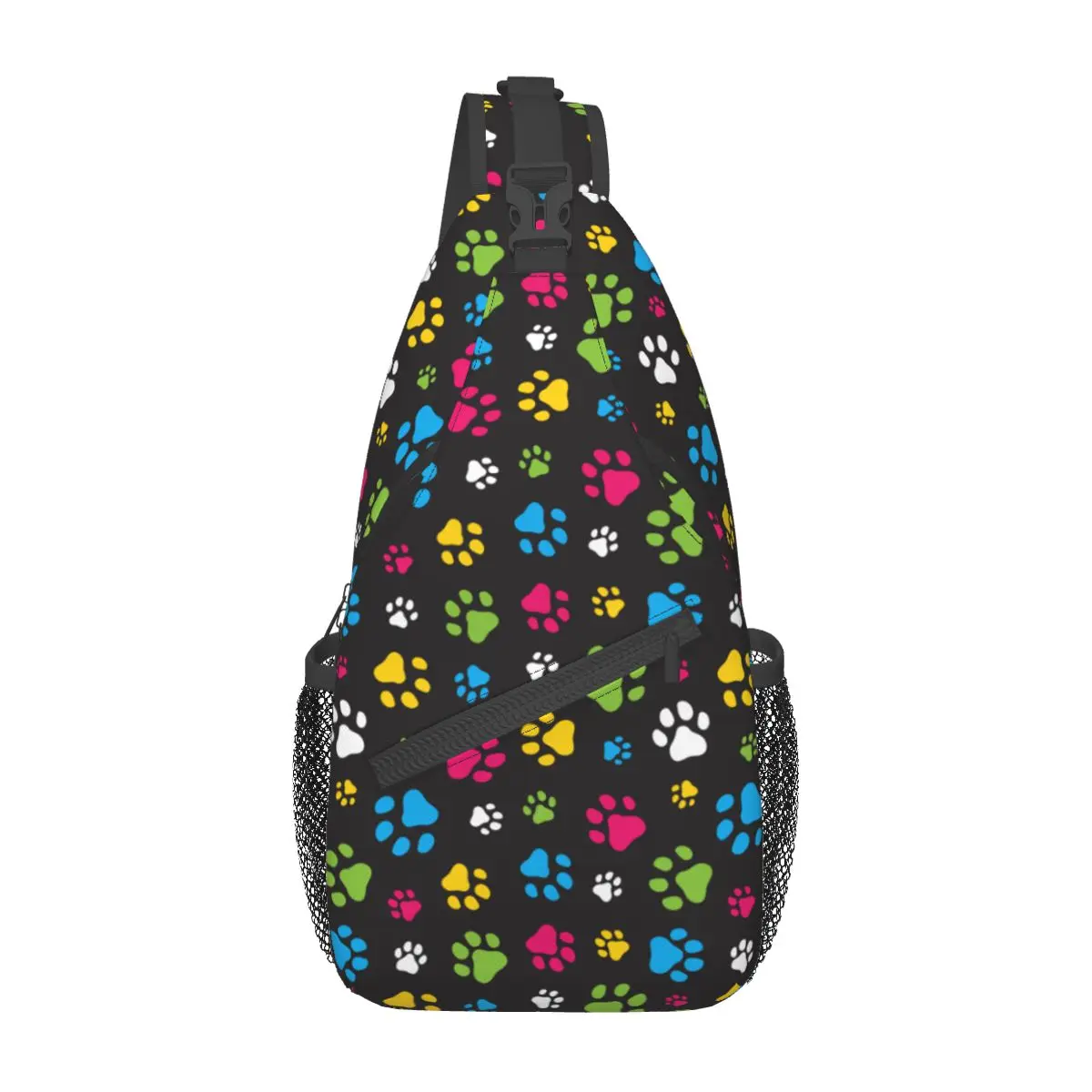 

Colorful Dog Paw Small Sling Bags Chest Crossbody Shoulder Sling Backpack Outdoor Sports Daypacks Animal Foot Cool Bookbag