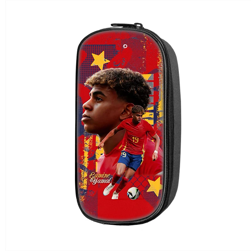 Football Star Pen Bag Pencil Case makeup bag  L-Lamin Yamal Pattern Student Big Capacity School Supplies Zipper Pencil Pouch