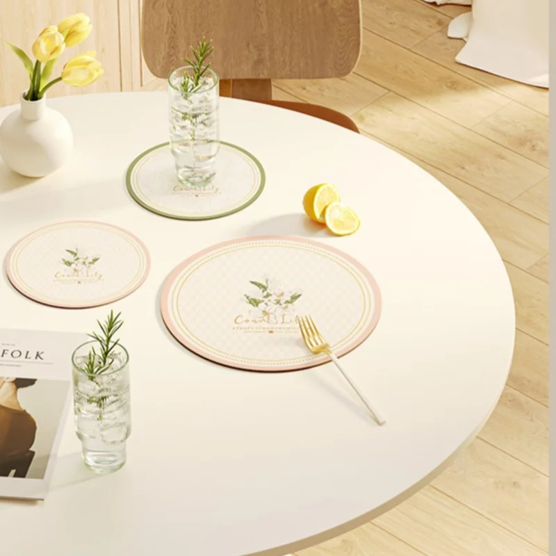 Round Lily PVC Coaster Creative Small Fresh Bowl Mats Heat Insulation Non-slip Waterproof Mat Table Decoration and Accessories