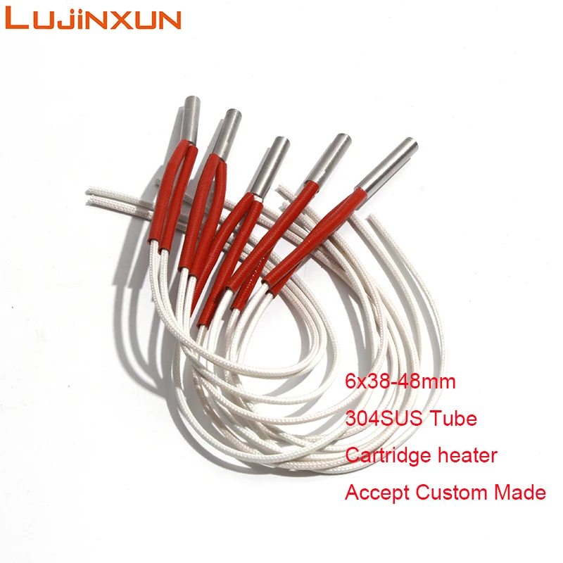 LUJINXUN электрические картриджные нагреватели 304SS, тепловая трубка 6x38 мм 6x40 мм 6x42 мм 6x45 мм 110 В/380 В 70 Вт-90 Вт, детали нагревателя для духовки, 5 шт.