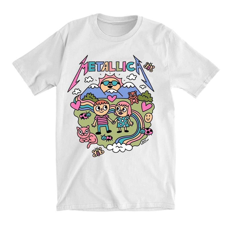 New 2026 Slipknot Metallica KORN Heavy Metal Rock Cartoon  Band T-Shirt Cotton Graphic Tee Men Women Summer Streetwear Top