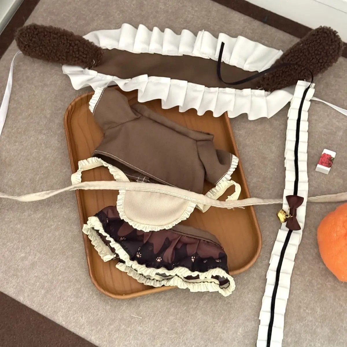 20 センチメートルウサギ耳メイド衣装 20 センチメートルアイドル綿人形エプロンドレスロリータ衣装綿人形の服 DIY 人形アクセサリー