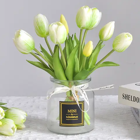 5 adet/Buket 25cm Mini Yeni Silikon Lale Yapay Çiçek Gerçek Dokunuşlu Oturma Odası Dekorasyonu Fotoğrafçılık Prop Yumuşak Kauçuk Lale