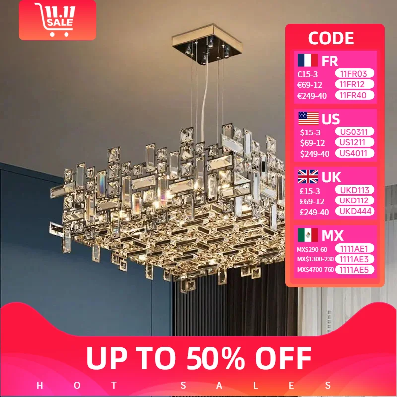 

Italian Luxury Crystal Living Room Chandelier, Modern LED Villa Bedroom Dining Room, Dining Table, Kitchen Creative Pendant Lamp