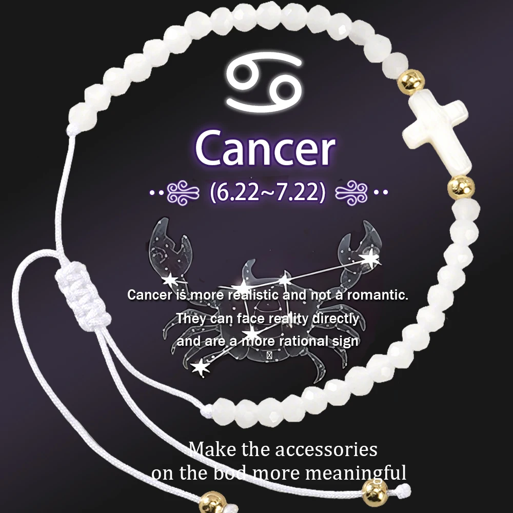 Go2boho زودياك سوار مجموعة قابل للتعديل اليدوية مطرز مجوهرات الصليب قلادة هدية عيد الحب للنساء الرجال عيد ميلاد