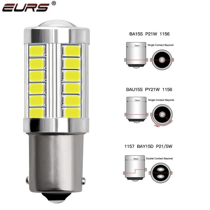 

1PCS 1156 BA15S PY21W P21/5W 1157 BAY15D T20 For Car LED Bulbs Turn Signal Light 12V 33SMD White Red Brake Reverse Parking Lamps