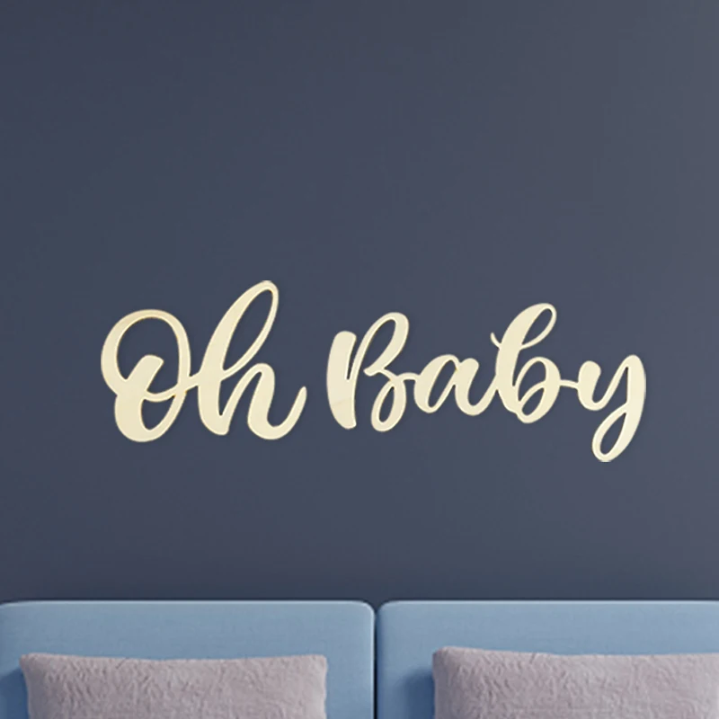 Oh Baby Wooden Letter With String Birthday Shower Wall Sticker Decoration Gender Reveal Party Wall Sign Wedding Decor Supplies