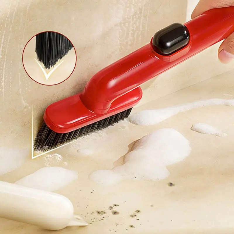 Multifunctional Bathroom Gap Cleaning Brush with Liquid Reserve for Tile Grout Seam Window Track and Faucet Crevice Scrubbing