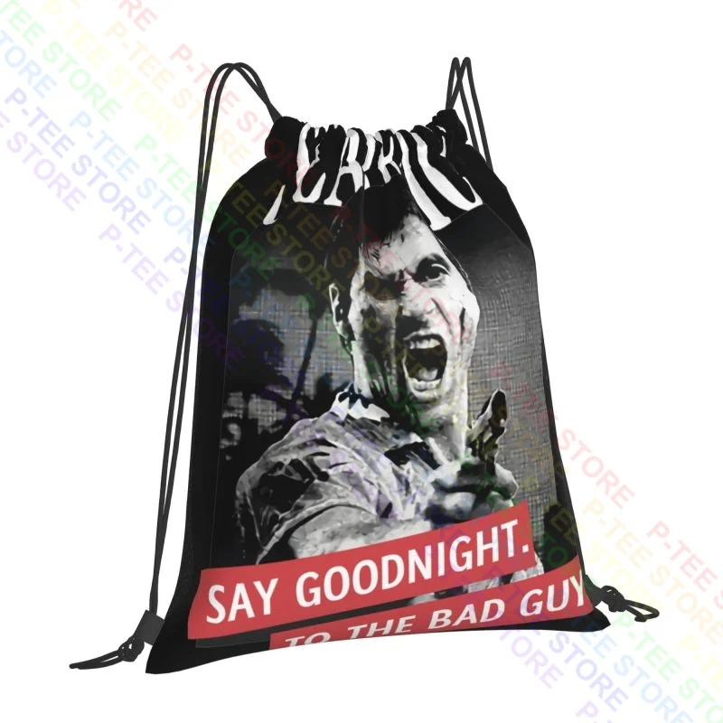 Scarface Tony Montana Say Goodnight To The Bad Guy Pacino Gangster Drawstring Bags Gym Bag Fashion Gymnast Bag