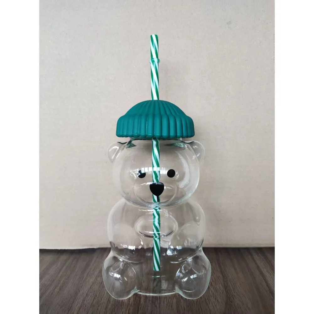 2025 nouvelle Taza de Oso Lindo, ustensiles durables et pratiques pour café, bière, vin et boissons à Cocktail, tasse en verre de paille d'ours mignon