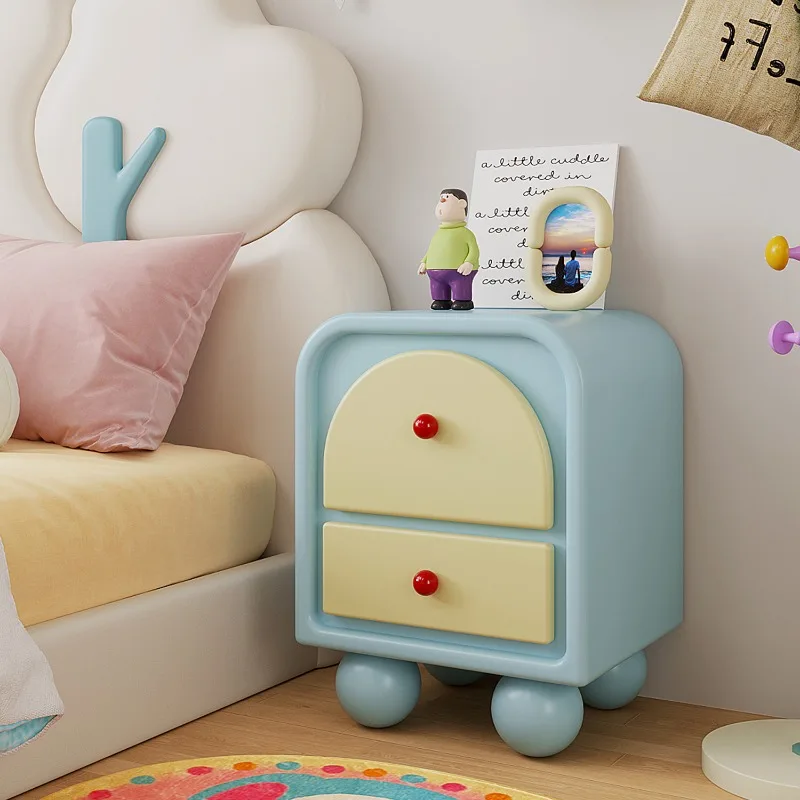 

Children's room bedside household bedroom side Gina blue creative childlike cute solid wood