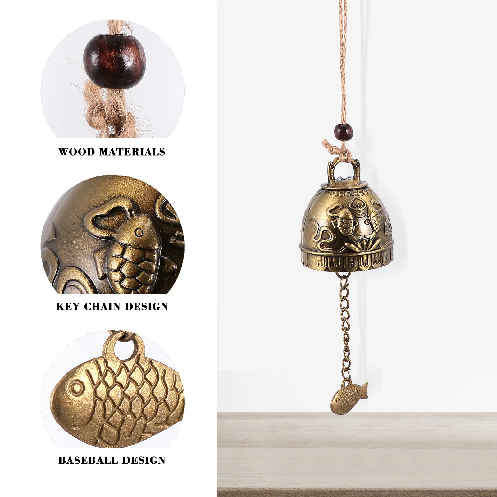 

4Pcs Vintage Wind-Bell Pendants Iron Material Long Term Use Home Decor Gift Wind Bell Pendants Metal Wind Chime