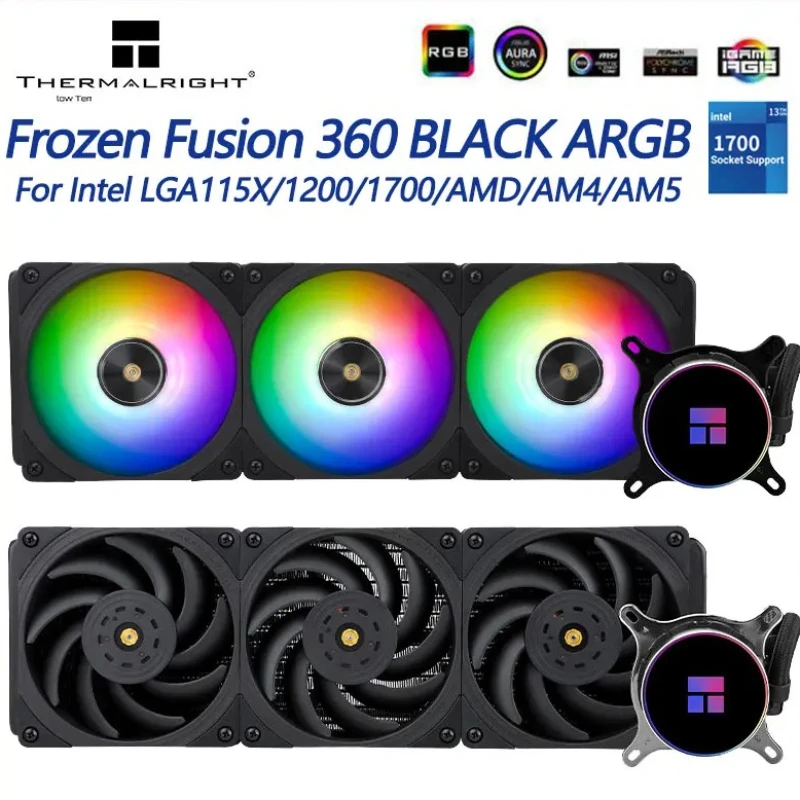 

Thermalright Frozen Fusion 360 ЧЕРНЫЙ ARGB Жидкостный охладитель процессора 5 В 3-контактный вентилятор процессора Радиатор водяного охлаждения для LGA1700 115x AMD AM4 AM5