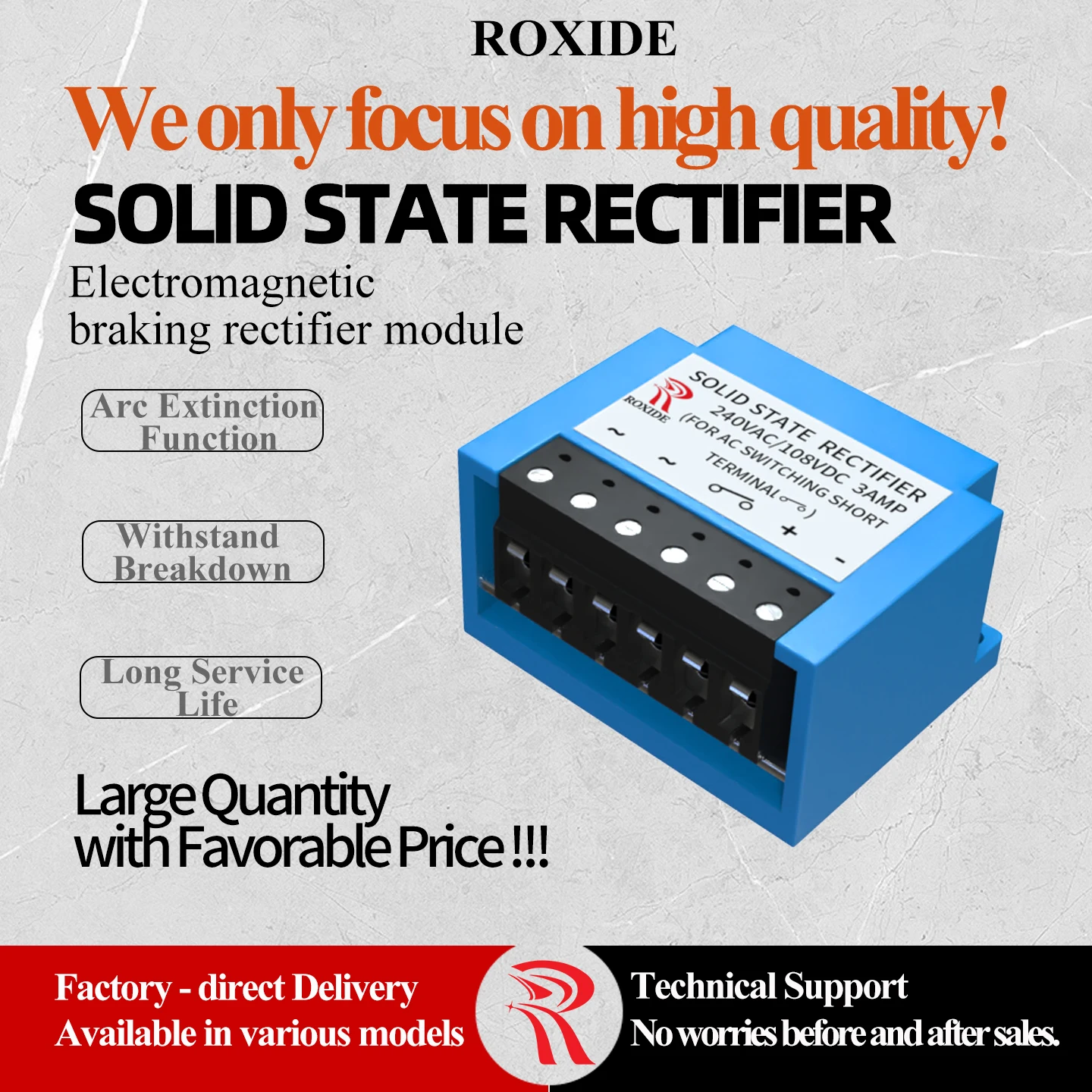 SOLID STATE RECTIFIER, AC440V DC190V, Motor Brake RectifierRectifier AC240V DC108V