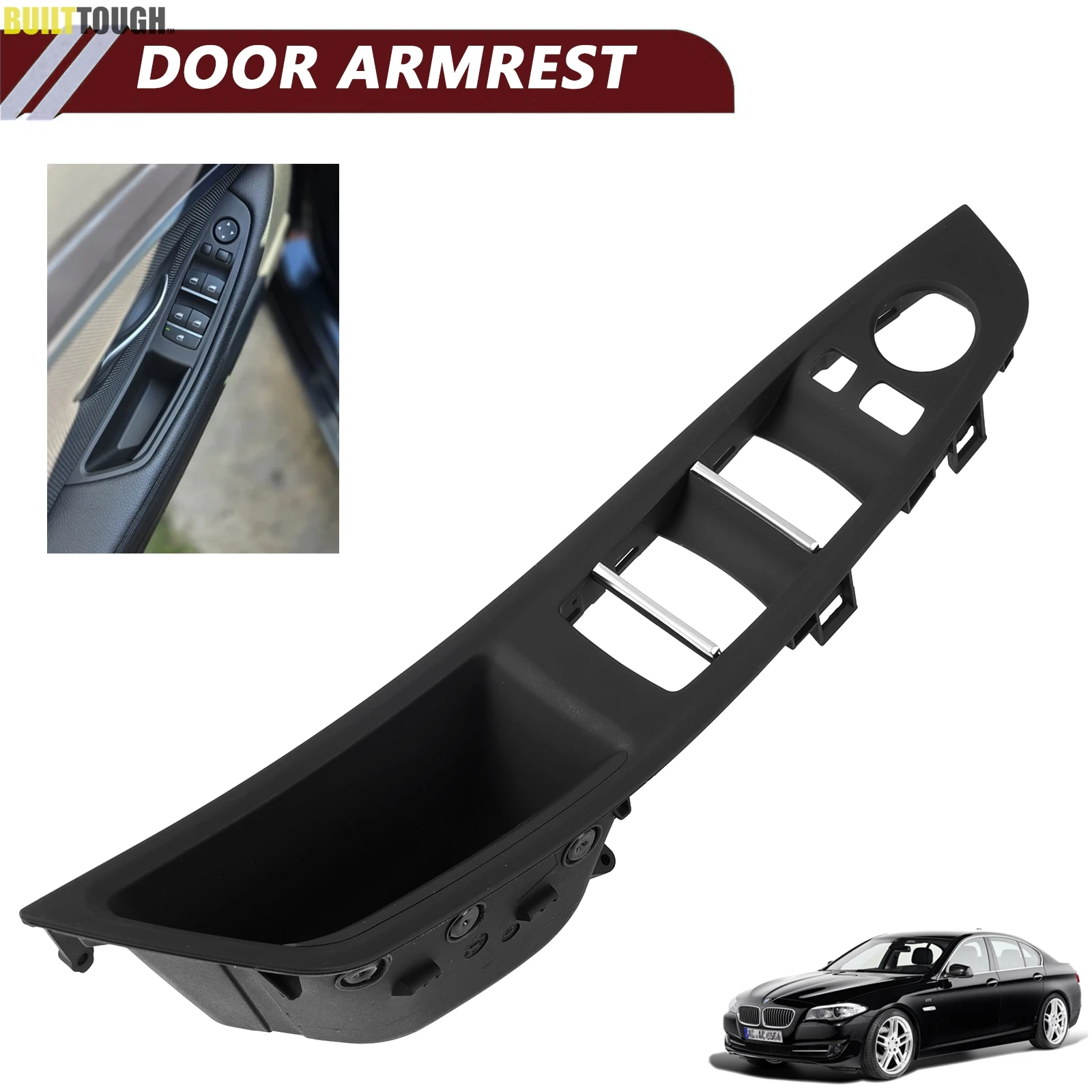 

Левая сторона водителя для BMW 5 серии F10 F11 2010-2017, черная внутренняя внутренняя дверная ручка, панель, накладка накладки 51417225873